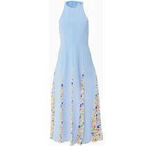 Carolina Herrera - Floral-Print Halterneck Midi Dress - Women - Polyester/Polyurethane - 12 - Blue