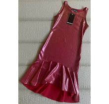 Un Deux Trois Drop Waist Tank Dress Metallic Red Size Medium