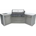 Mont Alpi 805 Deluxe 45 Degree Natural Gas Island Grill W/ Infrared Side Burner & Rotisserie Kit - - Mai805-D45 - Mai805-D45 + Mangk Silver Stainless
