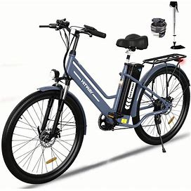 HITWAY bk8m Electric Bike For Adults 26" X2.35 Electric Mountain Bike With 500W Motor, Ebkie With 36V 15AH Removable Battery,Blue,Handpicked,By Temu