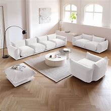 Ebern Designs 4 Piece Living Room Set Chenille, Leather | 25.2 H X 130.7 W X 38.58 D In | Wayfair Living Room Sets B9e32601edaec63b9497d6eb77601775