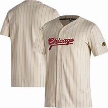 Men's Adidas White Chicago Blackhawks Baseball Button-Up Shirt