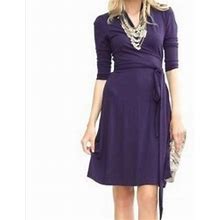 Banana Republic Dresses | Banana Republic 3/4 Sleeve Faux Wrap Dress | Color: Purple | Size: Xs