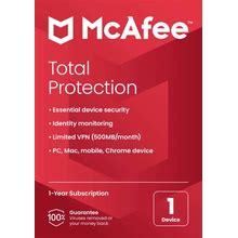 Mcafee Total Protection Antivirus & Internet Security Software, For One Device, 1-Year Subscription, Windows /Mac /Android/Ios/Chromeos, Product Key