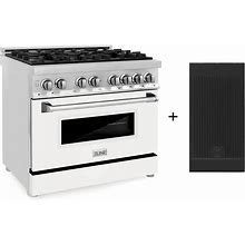 ZLINE 36-Inch Dual Fuel Range With 4.6 Cu. Ft. Electric Oven And Gas Cooktop And Griddle And White Matte Door In Stainless Steel (RA-WM-GR-36)