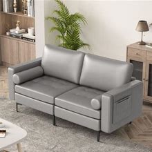 Modern Loveseat Sofa With 2 Bolsters And Side Storage Pocket - 68" X 31" X 31.5" (L X W X H)