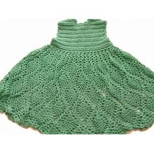 Green Crochet Sleeveless Baby Dress For Newborn, Preemie,Infant, Reborn Doll 0-3 Month