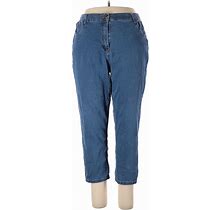 Blair Jeans - High Rise Straight Leg Cropped: Blue Bottoms - Women's Size 16 - Medium Wash