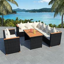 Tomshoo 5 Piece Patio Set With Cushions Poly Rattan Black