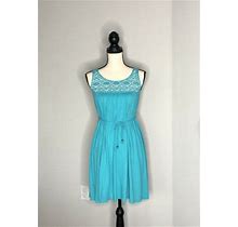 H&M Turquoise Green Knee Length Sleeveless Dress With Belt Xs
