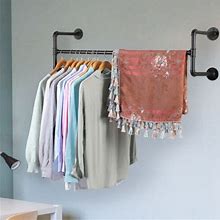 42.9" Rustic Industrial Pipe Clothes Rack Wall Mount Hanging Shelf