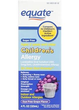 Equate Children's Allergy Oral Solution, Grape, 4 Fl Oz