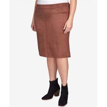 Hearts Of Palm Plus Size Teal The Show Solid Faux Suede Skort - Cocoa