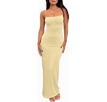 LILLUSORY Womens Summer Casual Slip Dresses Spaghetti Strap Bodycon Maxi Dress