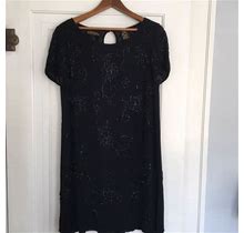 Liz Claiborn Night Black Sequin Swing Dress Size 4