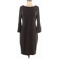 Calvin Klein Casual Dress - Sheath Boatneck 3/4 Sleeve: Gray Solid Dresses - Women's Size 8