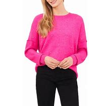 Cece Rhinestone Embellished Crewneck Sweater In Paradox Pink At Nordstrom, Size Large