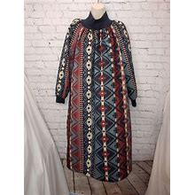 Haband Vintage Women's Size Small Blue Multicolored Bohemian Dress