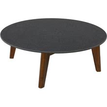 Chelini Edgar Round Lava Stone Coffee Table Black