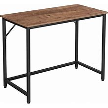VASAGLE 39-Inch Computer Writing Desk, Home Office Small Study Workstation, Industrial Style PC Laptop Table, Steel Frame, 39.4, Hazelnut Brown + Bla