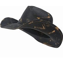WYFDP Summer Straw Men's Cowboy Hat Western Straw Hat Hat Sun Cowgirl Hat Beach Jazz Sun Hat (Color : A, Size : One Size)