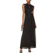 B&A Womens Lace Sleeve Gown Dress, Black, 10