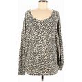 Enti Clothing Pullover Sweater: Tan Animal Print Tops - Women's Size Large