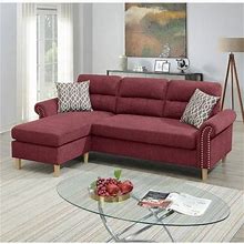 Convertible Sectional Sofa Couch, 3-Seat L-Shaped Wide Reversible Couch With Modern Linen Fabric And 2 Pillows, Comfy Velvet Sofa For Small Space, Liv