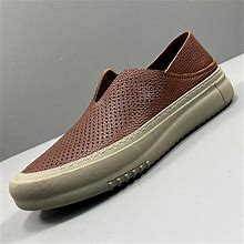 Mens Leather Shoes Casual Shoes Loafer Slip On No-Slip Summer Outdoor Round Toe