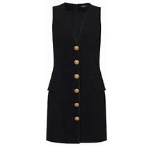 Balmain - Black Sleeveless Crepe Dress For Women - Size 40 FR - 24S