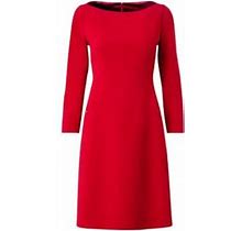 Akris Women's Stretch Wool Boatneck A-Line Dress - Ruby Red - Size 10