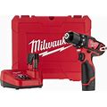 Milwaukee Tool | Milwaukee Cordless Drill: 12V, 3/8" Chuck - Keyless Chuck, Reversible, 2 Lithium-Ion Battery Included, 48-59-1812 Charger Included |