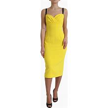 DOLCE & GABBANA Yellow Polyester Sleeveless Bodycon Midi Dress