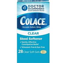 Colace Clear Stool Softener Soft Gel Capsules Constipation Relief 50Mg Docusate Sodium, 28 Ct