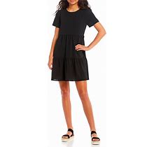 Copper Key Short Sleeve Tiered Babydoll Dress, Womens, Juniors, XL, Black - Dillard's Exclusive