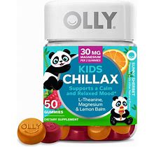 Olly Kids Chillax Gummy, Chewable Supplement, L-Theanine, Magnesium, Sunny Sherbet Flavor, 50 Ct, Red