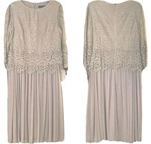 Alex Evenings Petite One Piece Lace Top Detail Cocktail Dress, 10P In Beige, NWT