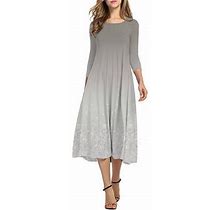 Frontwalk Long Sleeve Pleated Dress For Womens Casual Loose Swing Aline Dress Beach Holiday Sundress