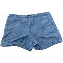 A Day Women's Blue Flat Front Chino Shorts Size 18