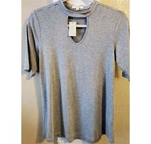 Maurices Womens Top Blouse Gray Loose Key Hole Casual Clothes Small