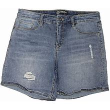 Miraclebody Denim Shorts: Blue Solid Bottoms - Women's Size 10 - Distressed Wash