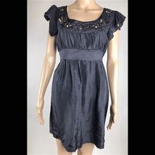 Lipsy Dresses | Lipsy London Ruffle Babydoll Silk Tea Dress | Color: Gray | Size: 6