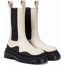 Bottega Veneta, Tire Leather Ankle Boots, Women, White, US 9.5, Ankle Boots