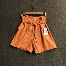 A Day Women's Short Paperbag Utility High Rise Orange Size 4 Belted