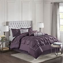 7Pc California King Size Embroidery Tufted Comforter Set Plum