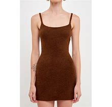Women's Knit Mini Dress - Brown