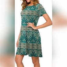 Molerani Dresses | Nwt Molerani Paisley Patterned T-Shirt Dress, Size 3X. | Color: Blue/Tan | Size: 3X