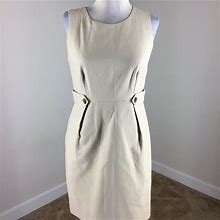 J. Crew Dresses | J Crew S 4 P Sheath Dress Cotton Khaki Sleeveless | Color: Tan | Size: 4P