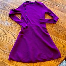 Banana Republic Dresses | Great Condition Banana Republic Long Sleeved Fitted Bodice Fare Out Skirt Dress | Color: Purple | Size: S