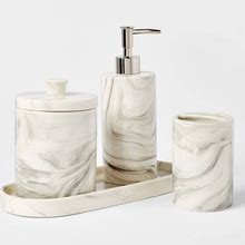 4Pc Marbled Ceramic Bathroom Accessories Set Marble - Threshold